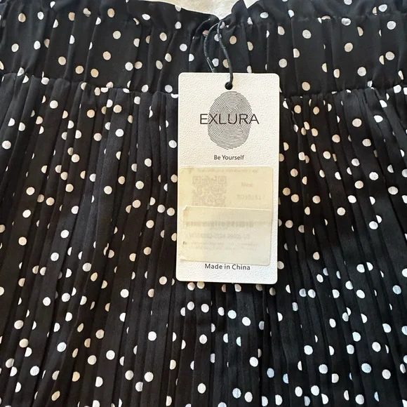 EXLURA women’s high waisted polka dot pleated midi skirt - Picture 7 of 9